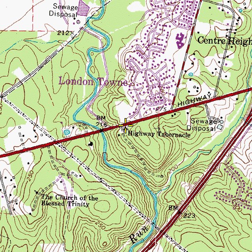 Topographic Map of Highway Tabernacle, VA