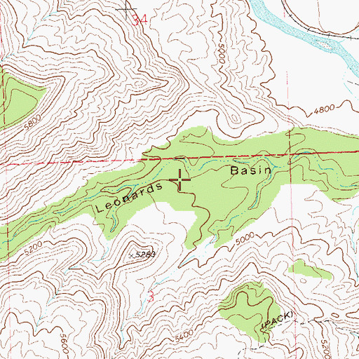Topographic Map of Leonards Basin, CO