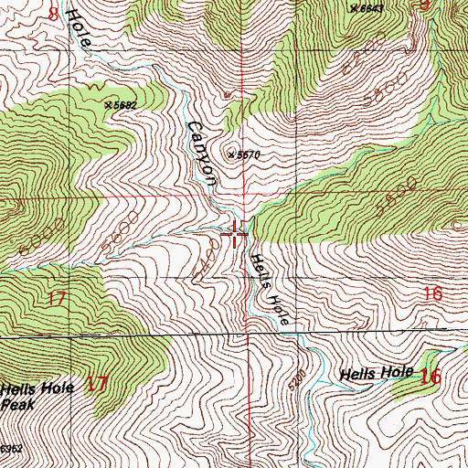 Topographic Map of Upper Hells Hole Spring, AZ