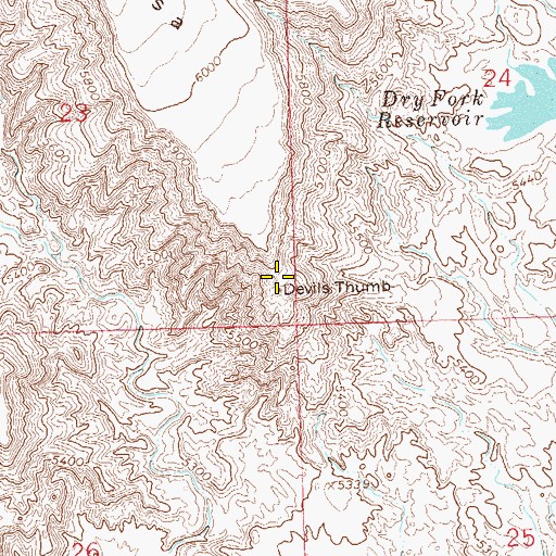 Topographic Map of Devils Thumb, CO
