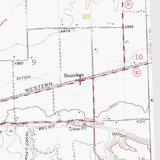 Topographic Map of Saunders, CO