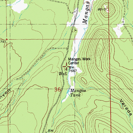 Topographic Map of Vereda Canyon, NM
