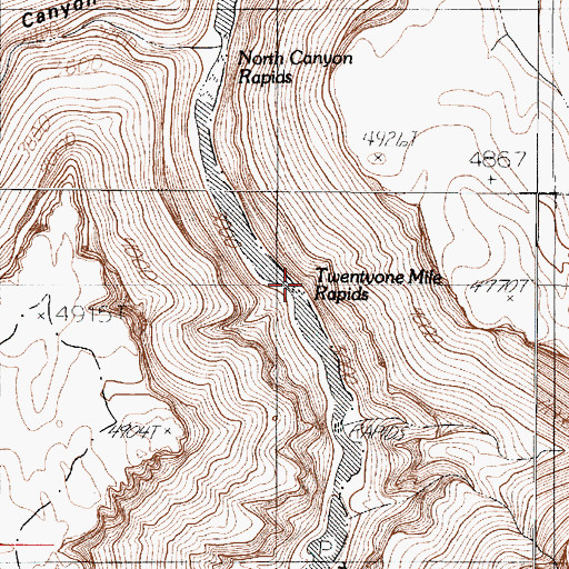 Topographic Map of Twentyone Mile Rapids, AZ