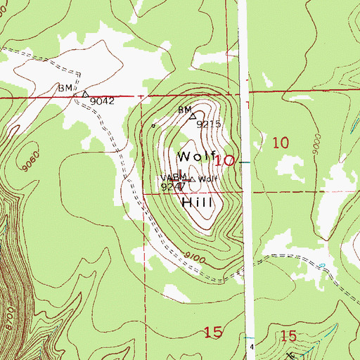 Topographic Map of Wolf Hill, CO