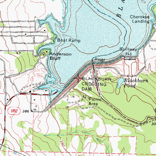 Topographic Map of Lake Palestine, TX