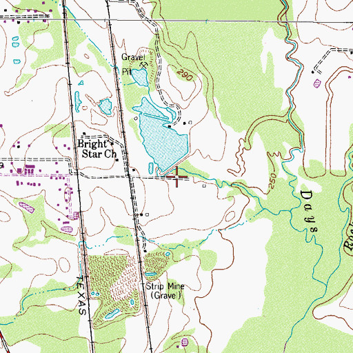 Topographic Map of Gifford Hill Dam, TX