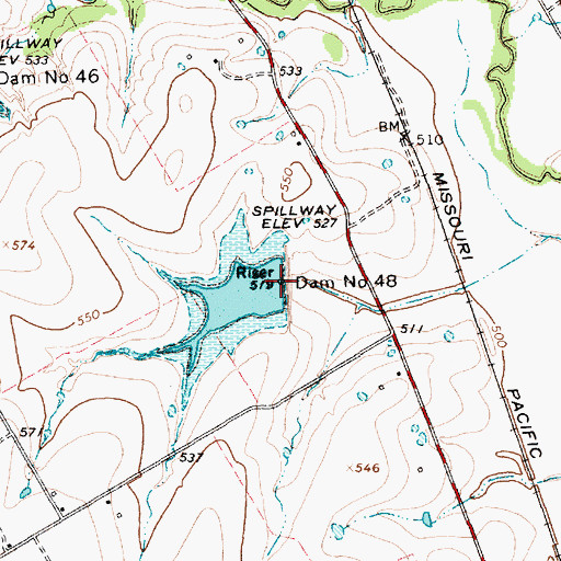 Topographic Map of Soil Conservation Service Site 48 Dam, TX