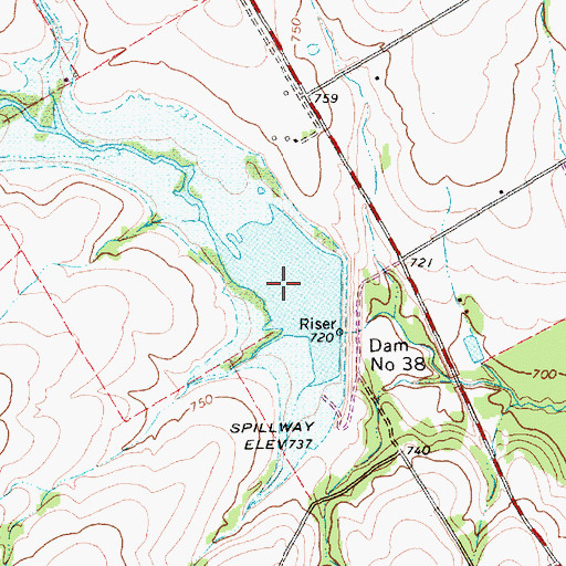 Topographic Map of Soil Conservation Service Site 38 Reservoir, TX