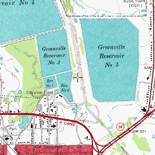 Topographic Map of Greenville Reservoir Number 4, TX