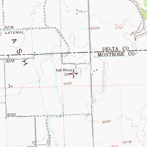 Topographic Map of Ash Mesa Cemetery, CO