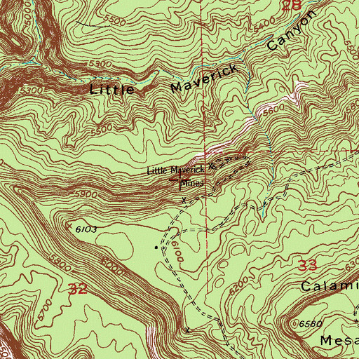 Topographic Map of Little Maverick Mines, CO