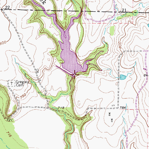Topographic Map of Soil Conservation Service Site 49 Dam, TX