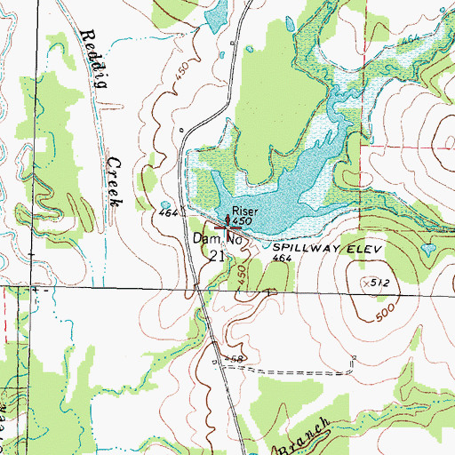 Topographic Map of Soil Conservation Service Site 21 Dam, TX