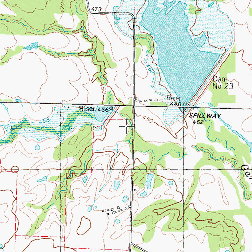 Topographic Map of Soil Conservation Service Site 22 Reservoir, TX