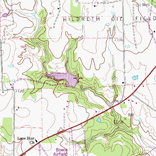 Topographic Map of Soil Conservation Service Site 1h Reservoir, TX
