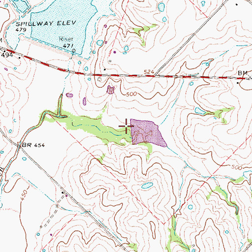 Topographic Map of Soil Conservation Service Site 7 Reservoir, TX