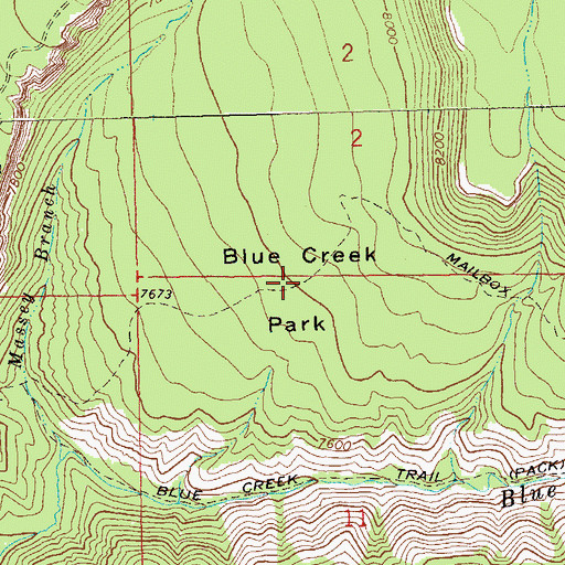 Topographic Map of Blue Creek Park, CO