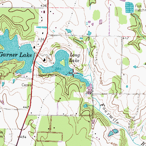 Topographic Map of Long Lake Dam, TX