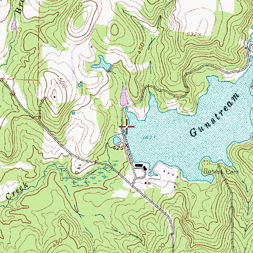 Topographic Map of Gunstream Dam Number 1, TX