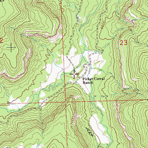 Topographic Map of Picket Corral Ranch, CO