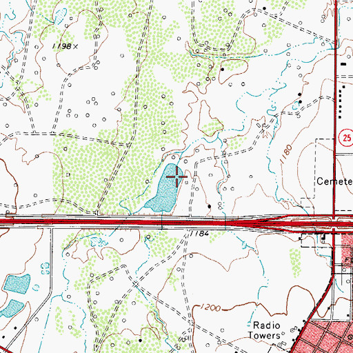 Topographic Map of Waggoner Estate Lake Number 1 Dam, TX