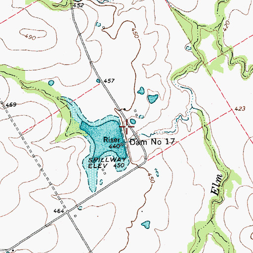 Topographic Map of Soil Conservation Service Site 17 Reservoir, TX