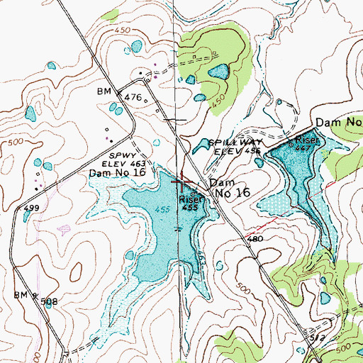 Topographic Map of Soil Conservation Service Site 16 Dam, TX