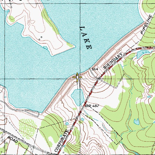 Topographic Map of Decker Creek Dam, TX