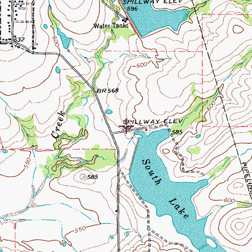 Topographic Map of Soil Conservation Service Site 82 Reservoir, TX
