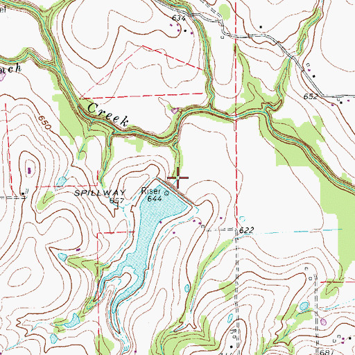 Topographic Map of Soil Conservation Service Site 1a Reservoir, TX