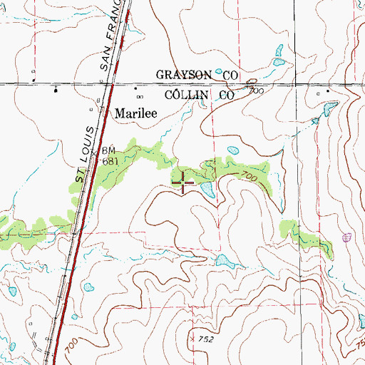 Topographic Map of Soil Conservation Service Site 8b Reservoir, TX