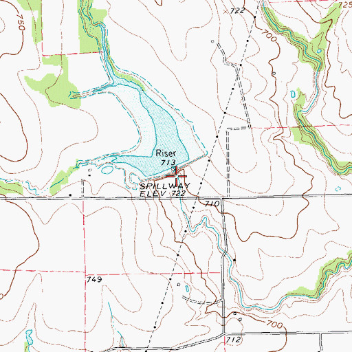 Topographic Map of Soil Conservation Service Site 8c Dam, TX