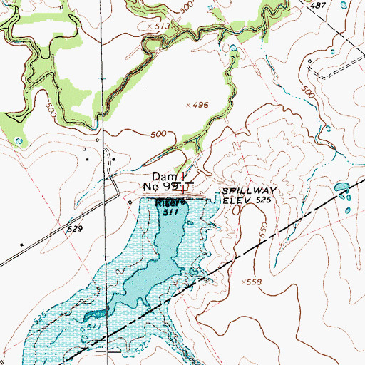 Topographic Map of Soil Conservation Service Site 99 Reservoir, TX
