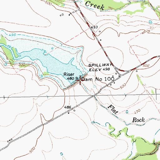 Topographic Map of Soil Conservation Service Site 100 Reservoir, TX