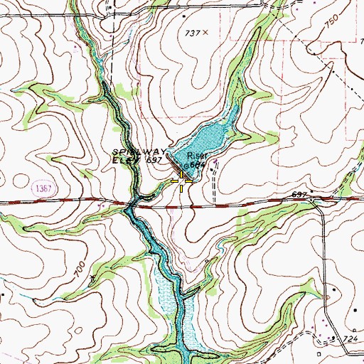 Topographic Map of Soil Conservation Service Site 2a Reservoir, TX