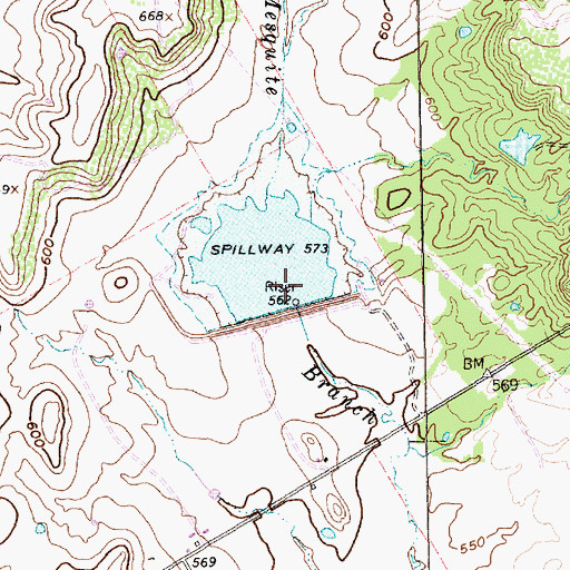 Topographic Map of Soil Conservation Service Site 55 Dam, TX