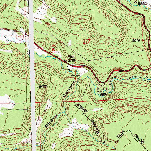 Topographic Map of Sharp Canyon, CO