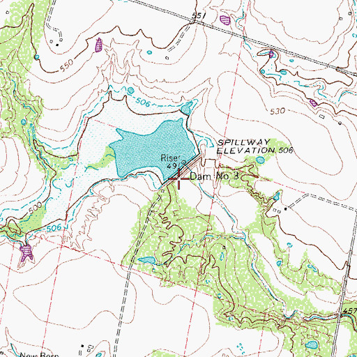 Topographic Map of Soil Conservation Service Site 3 Dam, TX