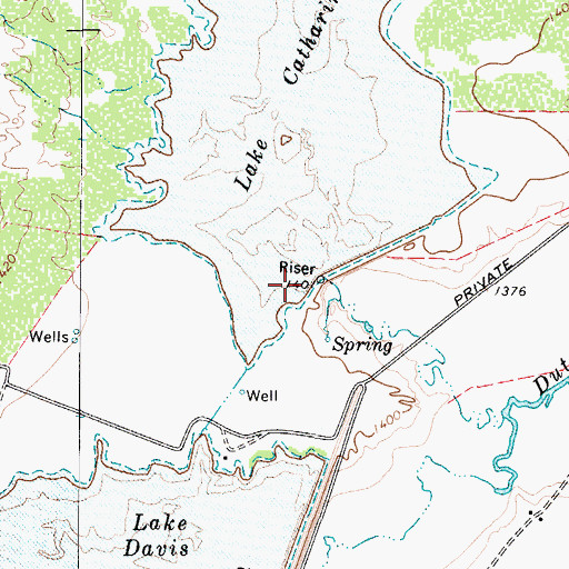 Topographic Map of Lake Catharine Dam, TX