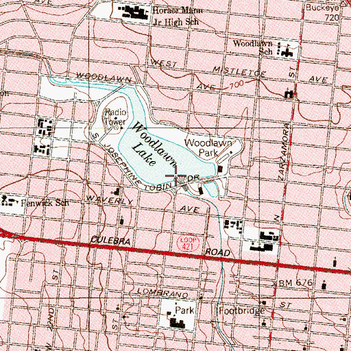 Topographic Map of Woodlawn Lake Dam, TX