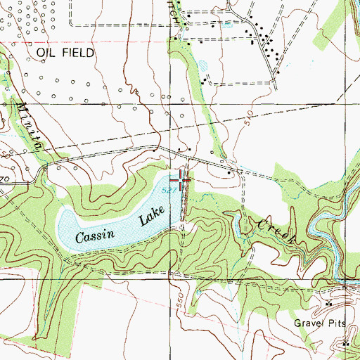 Topographic Map of Cassin Lake Dam, TX
