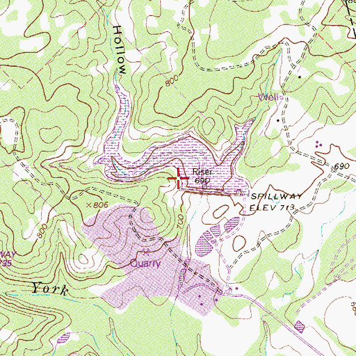 Topographic Map of Soil Conservation Service Site 2 Reservoir, TX