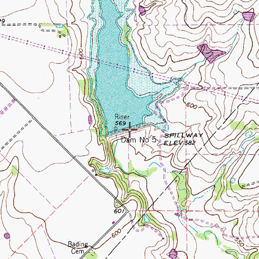 Topographic Map of Soil Conservation Service Site 5 Dam, TX