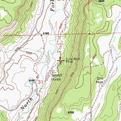 Topographic Map of Eulla Belle Mine, CO