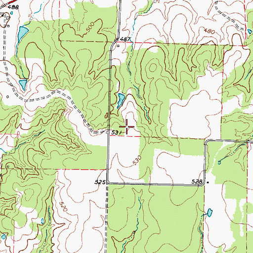 Topographic Map of Denney Lake Dam, TX