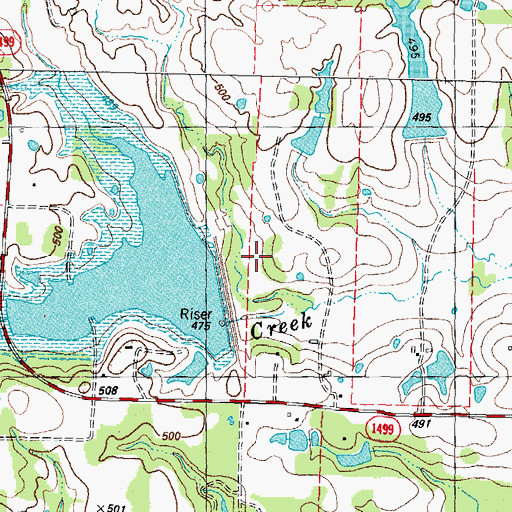 Topographic Map of Soil Conservation Service Site 9a Dam, TX