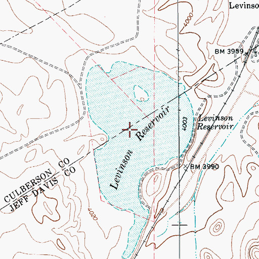 Topographic Map of Levinson Reservoir, TX
