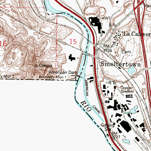 Topographic Map of American Diversion Dam, NM