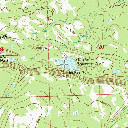Topographic Map of Olathe Reservoir Number Two, CO