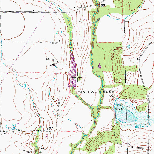 Topographic Map of Soil Conservation Service Site 34 Reservoir, TX